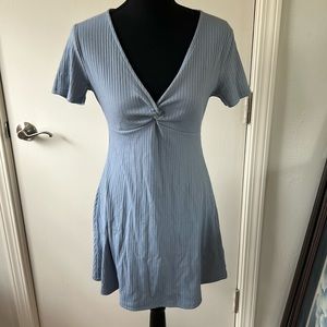Forever 21 baby blue twist vneck ribbed mini dress